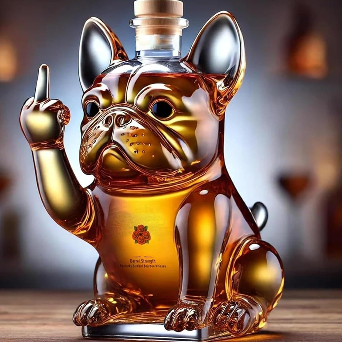 Charming Bulldog Whiskey Decanter with Secure Cork Stopper