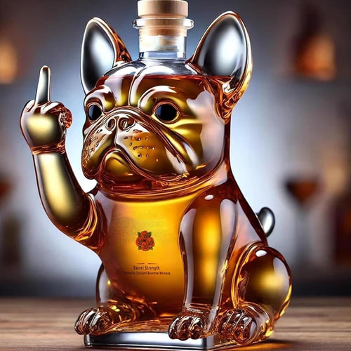 Charming Bulldog Whiskey Decanter with Secure Cork Stopper