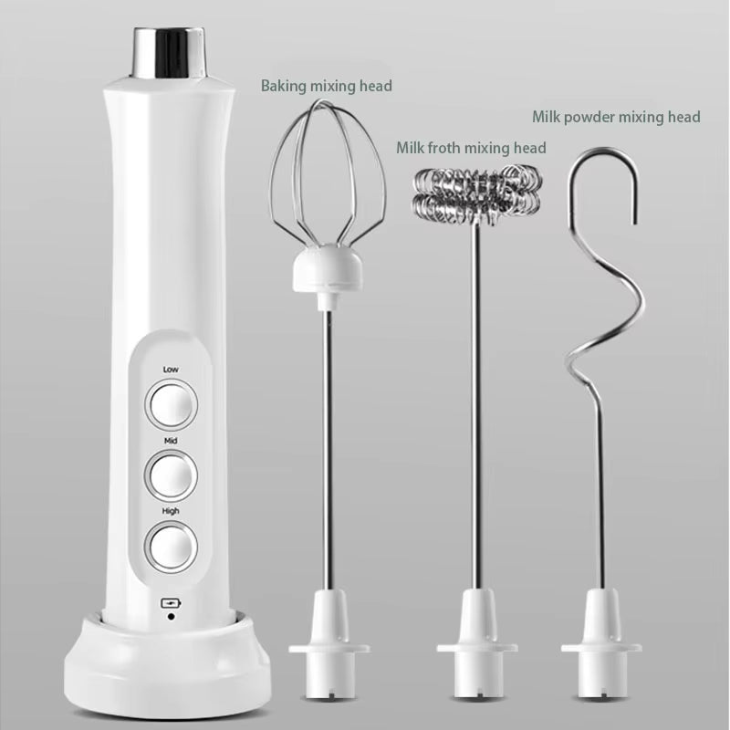 Electric Milk Frother and Whisk for Creamy Beverages