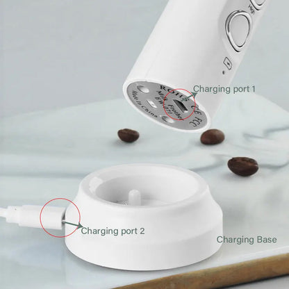 Electric Milk Frother and Whisk for Creamy Beverages