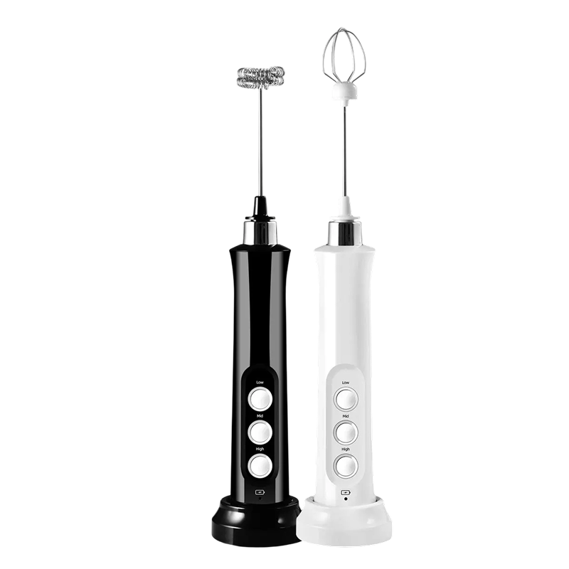 Electric Milk Frother and Whisk for Creamy Beverages