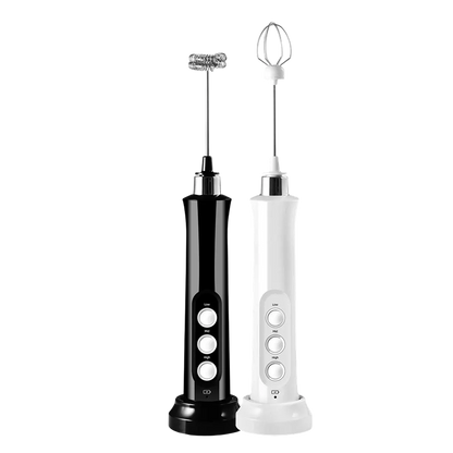Electric Milk Frother and Whisk for Creamy Beverages
