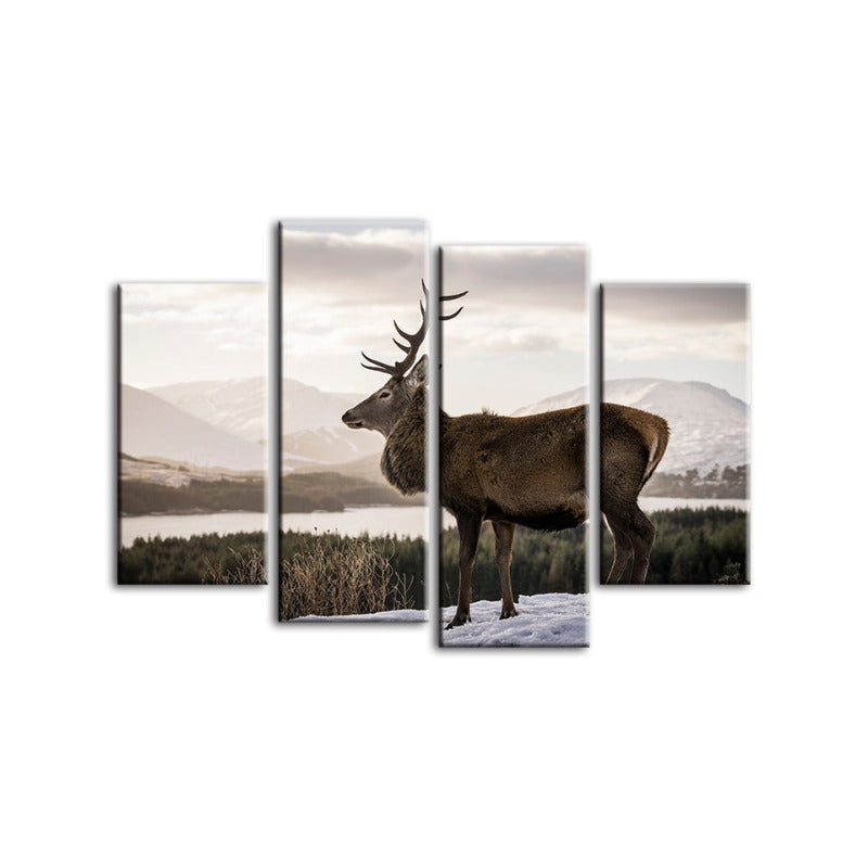 Tranquil Winter Stag - 4 Piece Canvas Art Set
