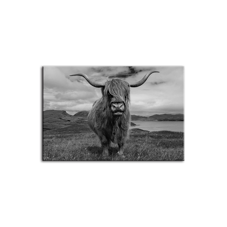 Canvas Wall Art Featuring Black and White Cow Design