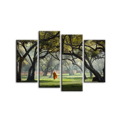 Serene Monk Journey - 4-Piece Canvas Art Set