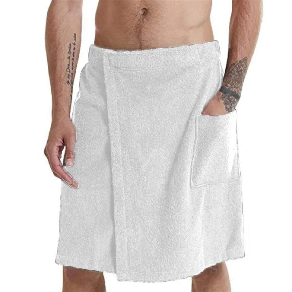Soft Bath Towel for Men - Shower Wrap with Pocket for Spa, Gym, Beach