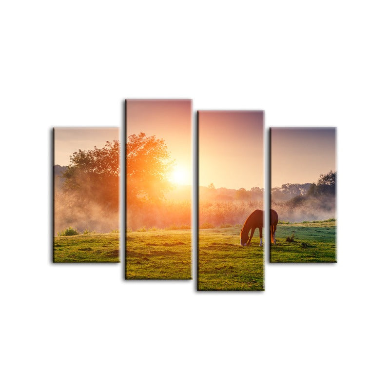 Majestic Equine Serenity - Four Panel Canvas Art