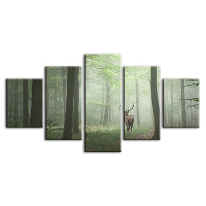 Serene Woodland Stag - Five-Piece Canvas Art Set