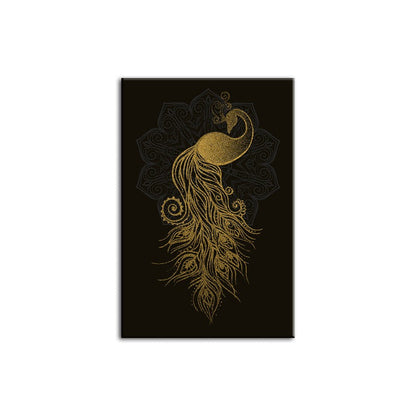 Elegant Golden Mandala Peacock - Canvas Art for Your Space