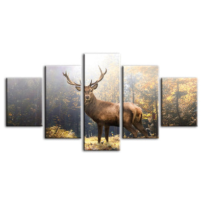 Serene Forest Majesty - 5 Panel Canvas Art