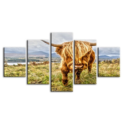 5-Piece Majestic Cow Canvas Art for Home Decor