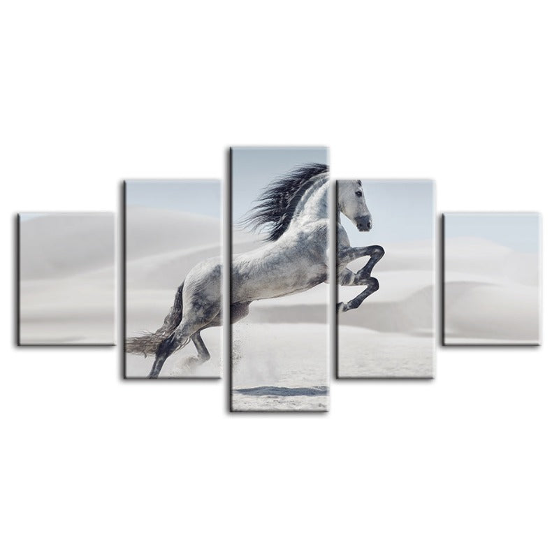 Dynamic Five-Piece Canvas Art of a Leaping Horse