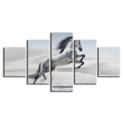 Dynamic Five-Piece Canvas Art of a Leaping Horse