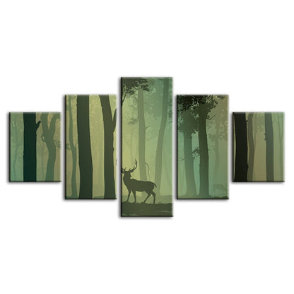 Serene 5-Piece Deer Silhouette Canvas Art Set