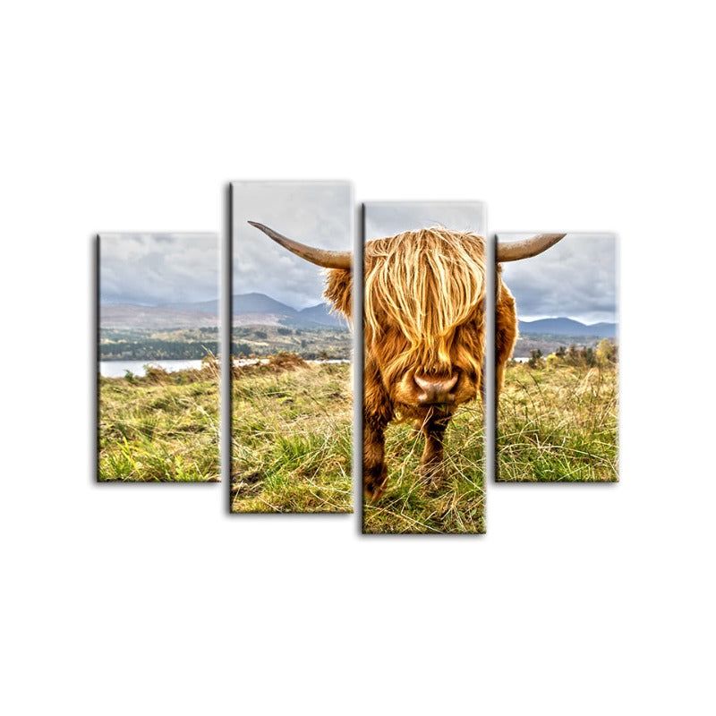 Charming Cow Canvas Art Set – 4 Stunning Pieces for Your Walls