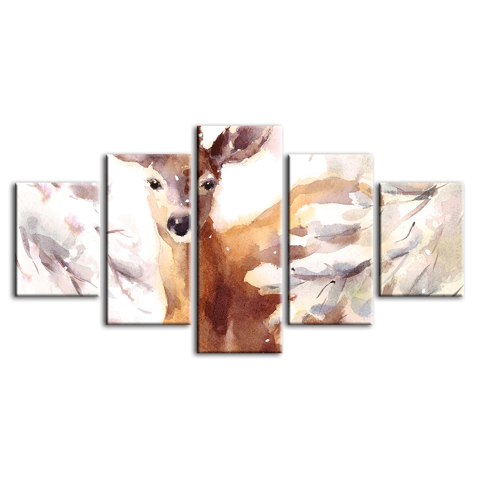 Serene Forest Fable - 5-Piece Canvas Art Set