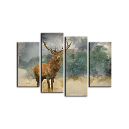 Serene Canvas Artwork Featuring Majestic Deer - 4 Piece Set