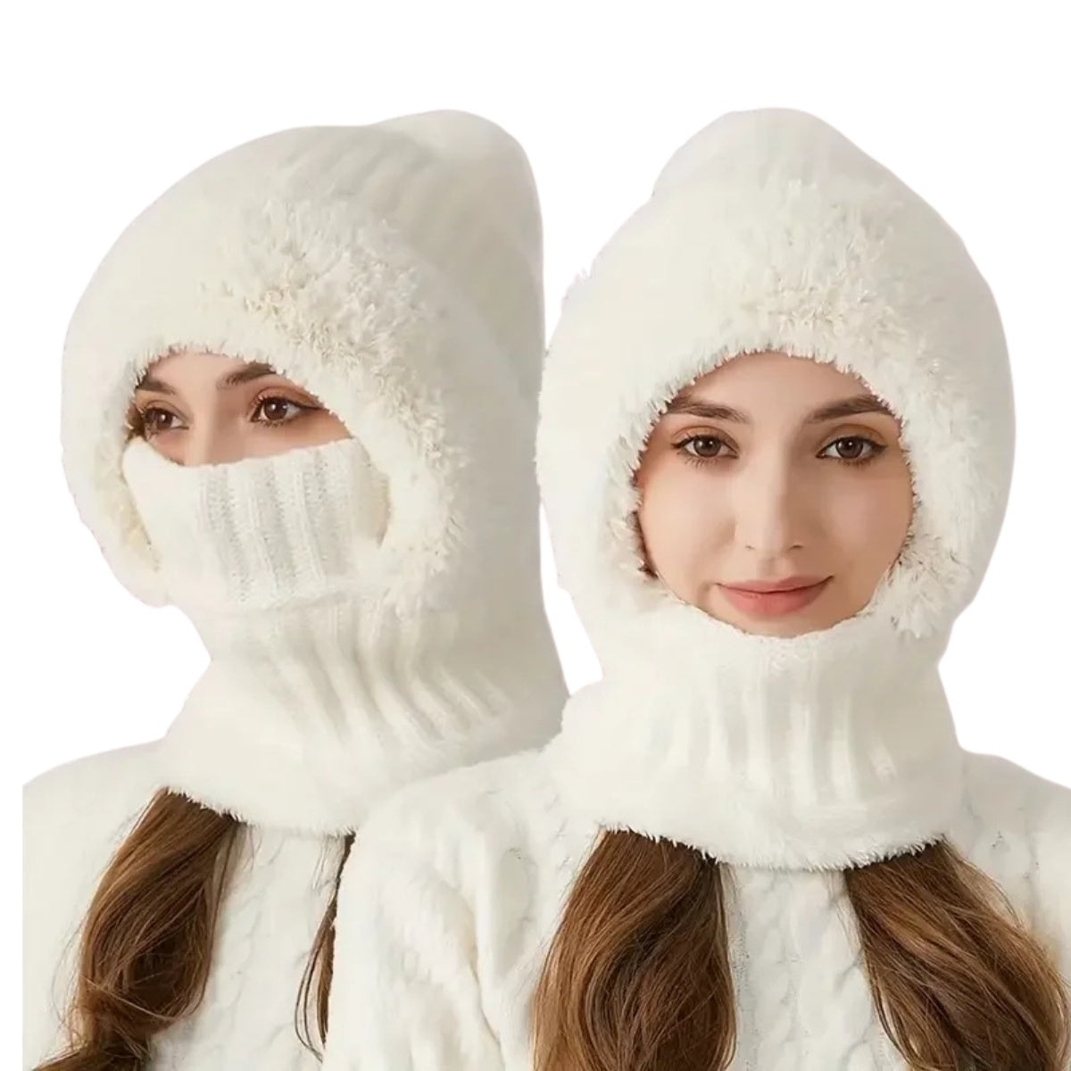 Windproof Knit Beanie with Ear Covers and Neck Warmer for Cycling