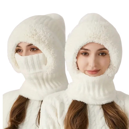 Windproof Knit Beanie with Ear Covers and Neck Warmer for Cycling