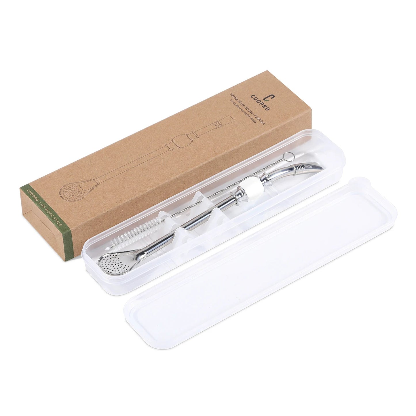 Reusable Yerba Mate Straws Set with Stainless Steel Bombilla and Brushes