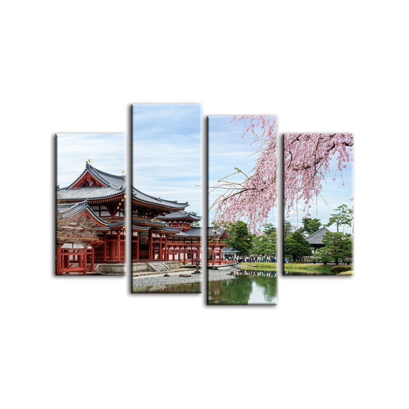 Set of 4 Elegant Sakura Blossom Canvas Art for Your Home