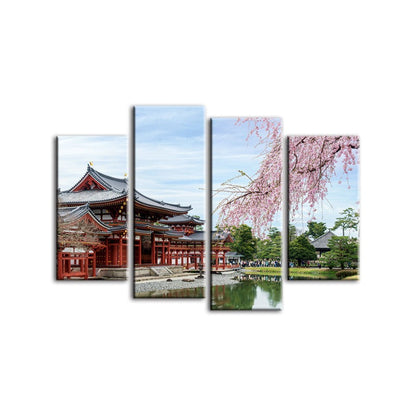 Set of 4 Elegant Sakura Blossom Canvas Art for Your Home