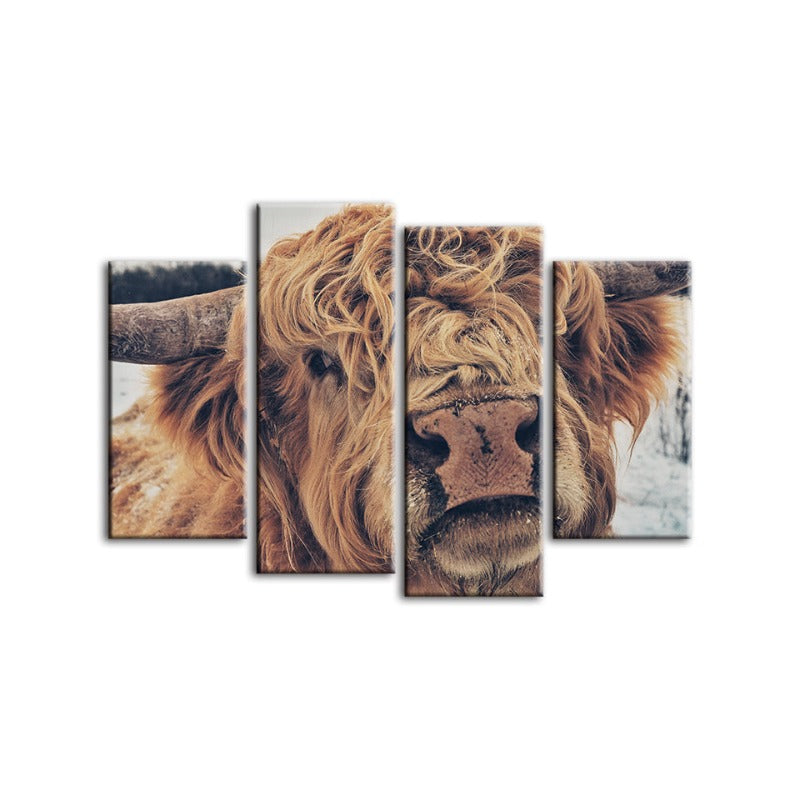Charming Cow Canvas Art Set - 4 Piece Wall Décor