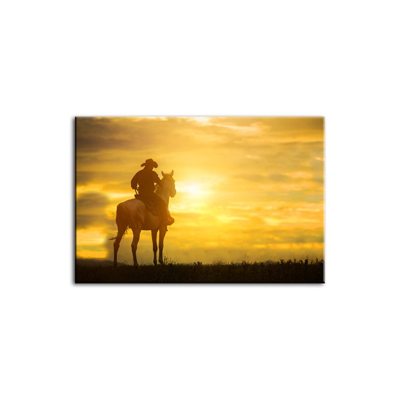 Rustic Charm - Cowboy and Horse Canvas Art Print