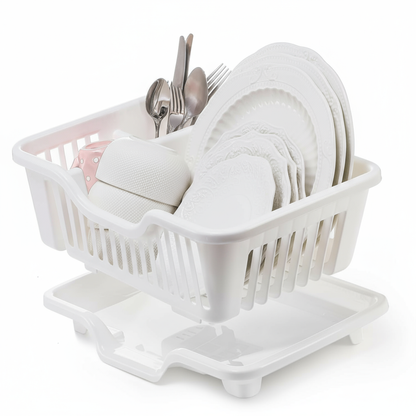 Sink Dish Drying Rack - Heavy Duty Drainer with Cup Holders and Drainboard