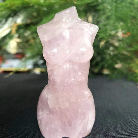 Carved Goddess Figure in Rose Quartz Crystal