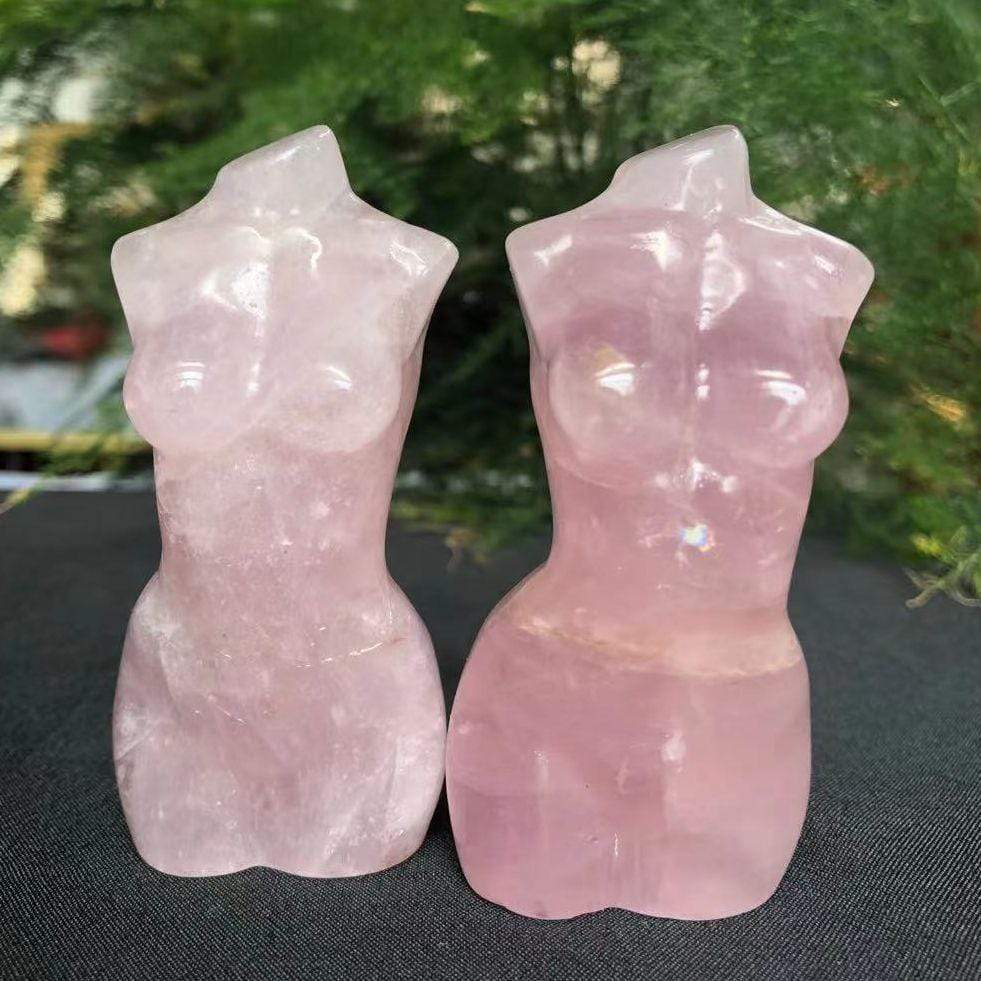 Carved Goddess Figure in Rose Quartz Crystal