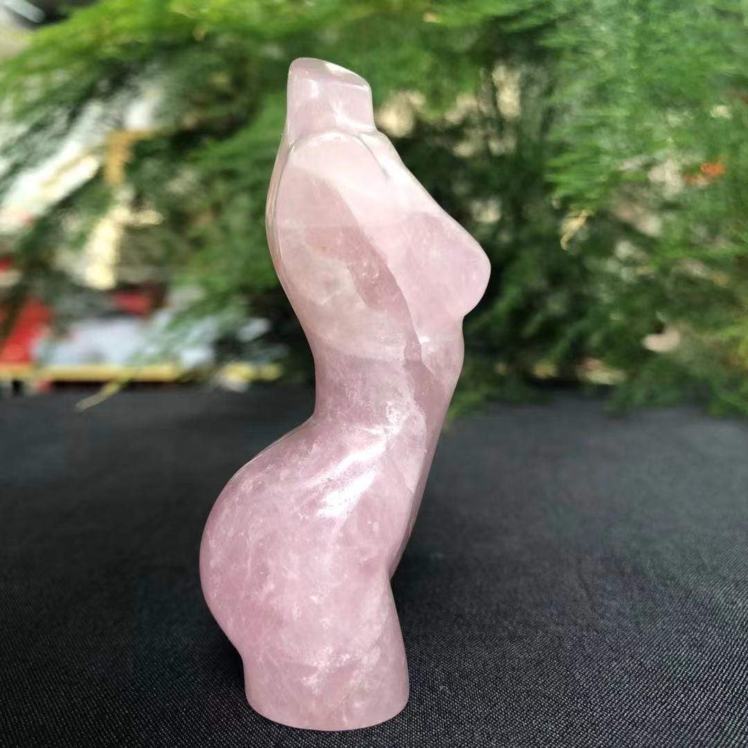 Carved Goddess Figure in Rose Quartz Crystal