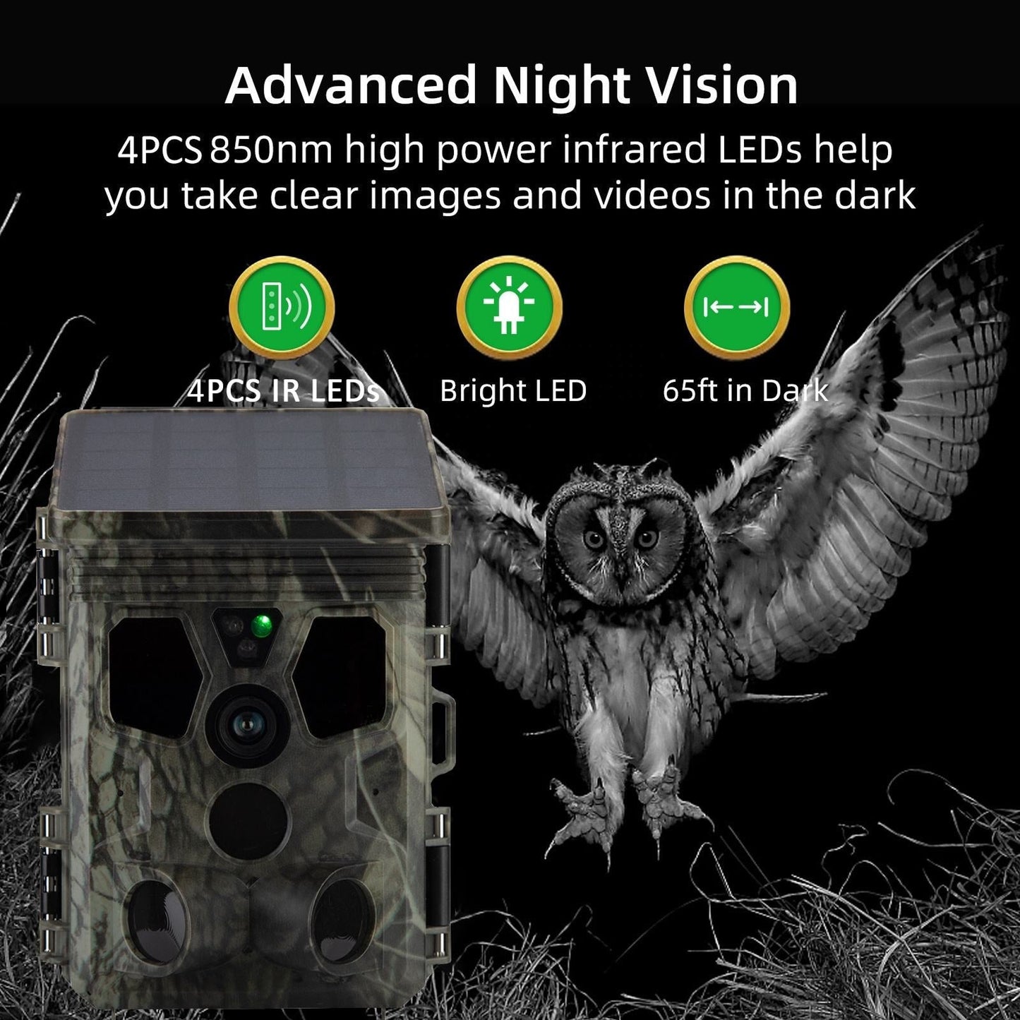 50MP 4K Solar Trail Camera for Wildlife Monitoring