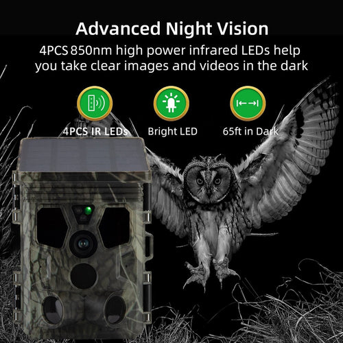 50MP 4K Solar Trail Camera for Wildlife Monitoring