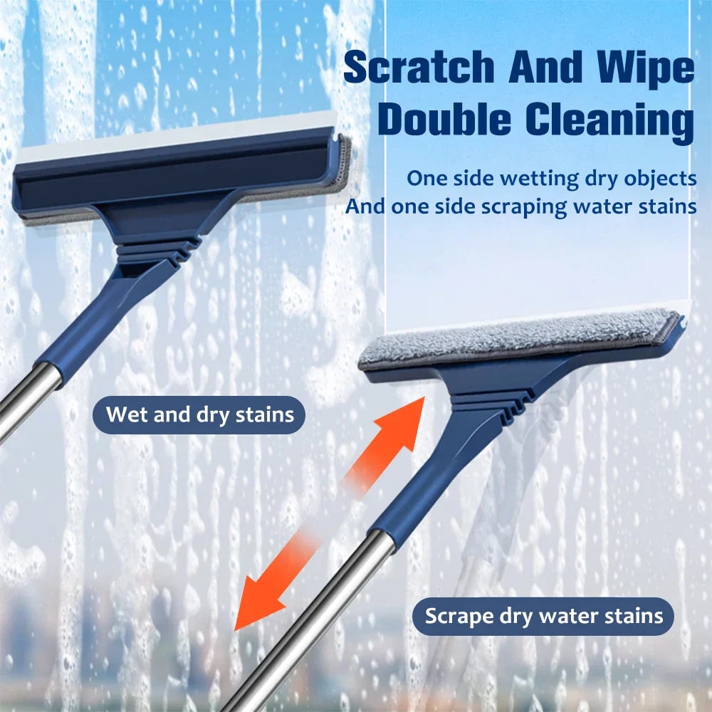 Extendable Window Cleaner with Microfiber and Squeegee Combo