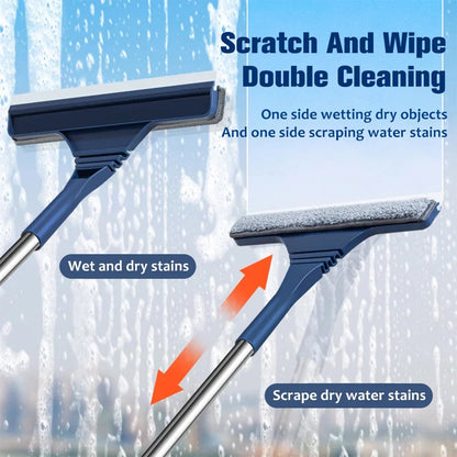 Extendable Window Cleaner with Microfiber and Squeegee Combo