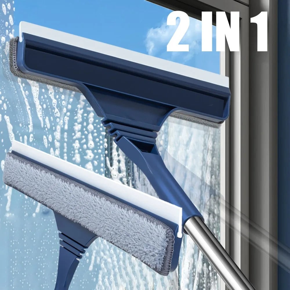 Extendable Window Cleaner with Microfiber and Squeegee Combo