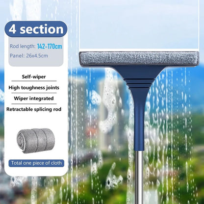 Extendable Window Cleaner with Microfiber and Squeegee Combo