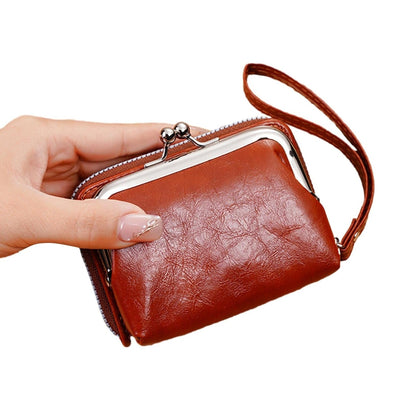 Vintage Coin Purse for Women with Zipper and Kiss Lock Wrist Design