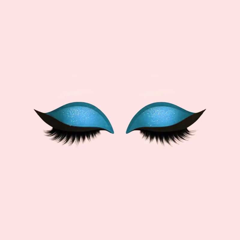 Effortless Winged Eye Stickers with Lashes and Sparkle