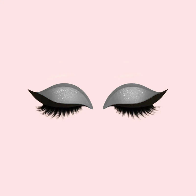 Effortless Winged Eye Stickers with Lashes and Sparkle