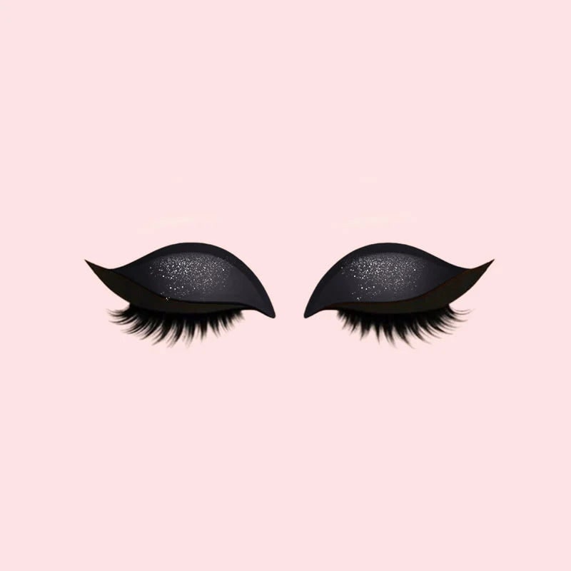Effortless Winged Eye Stickers with Lashes and Sparkle