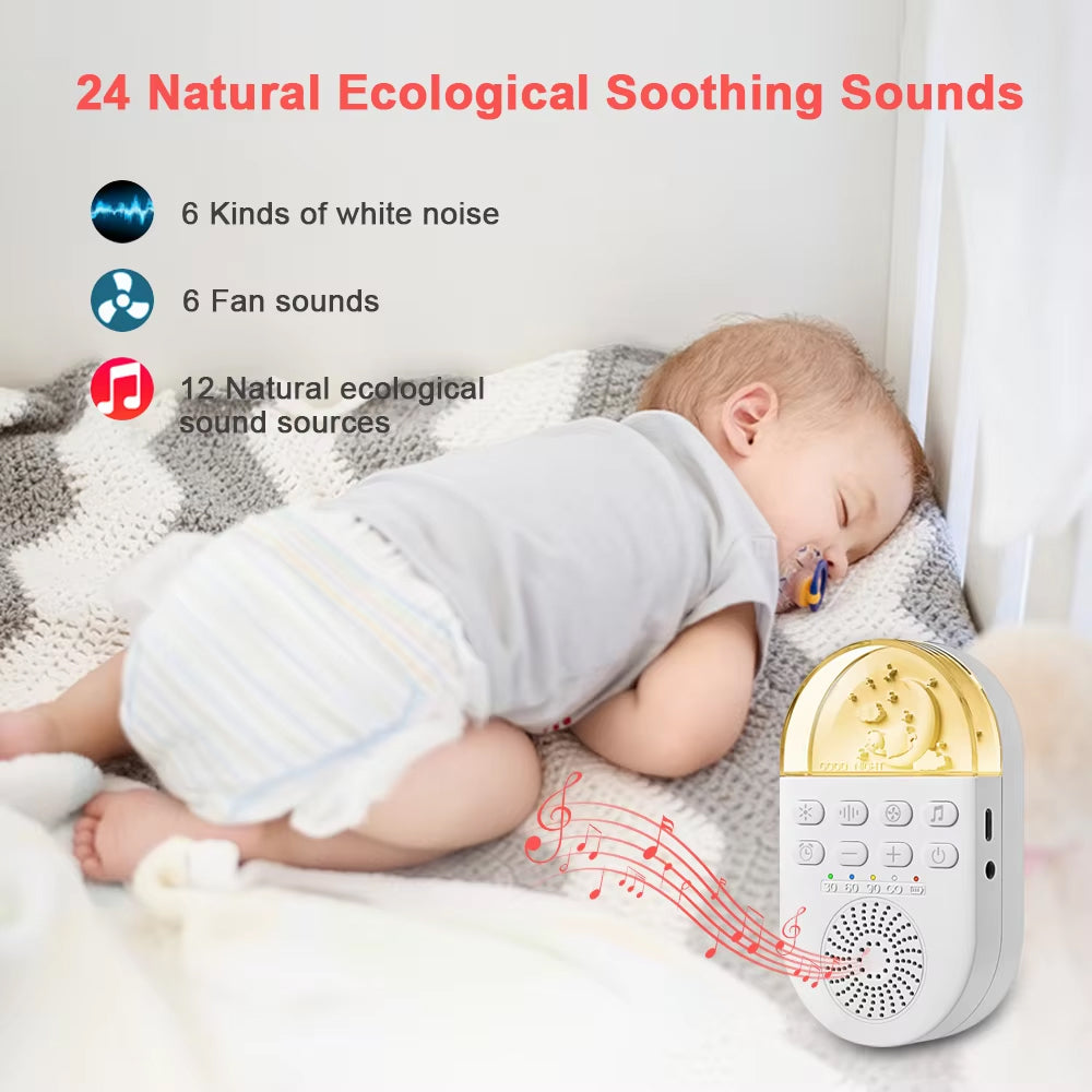 Portable White Noise Generator with 24 Sound Options and Breathing Light