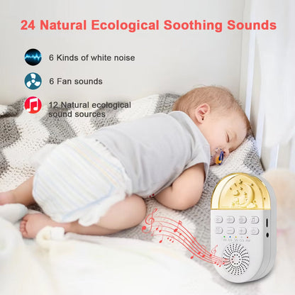 Portable White Noise Generator with 24 Sound Options and Breathing Light