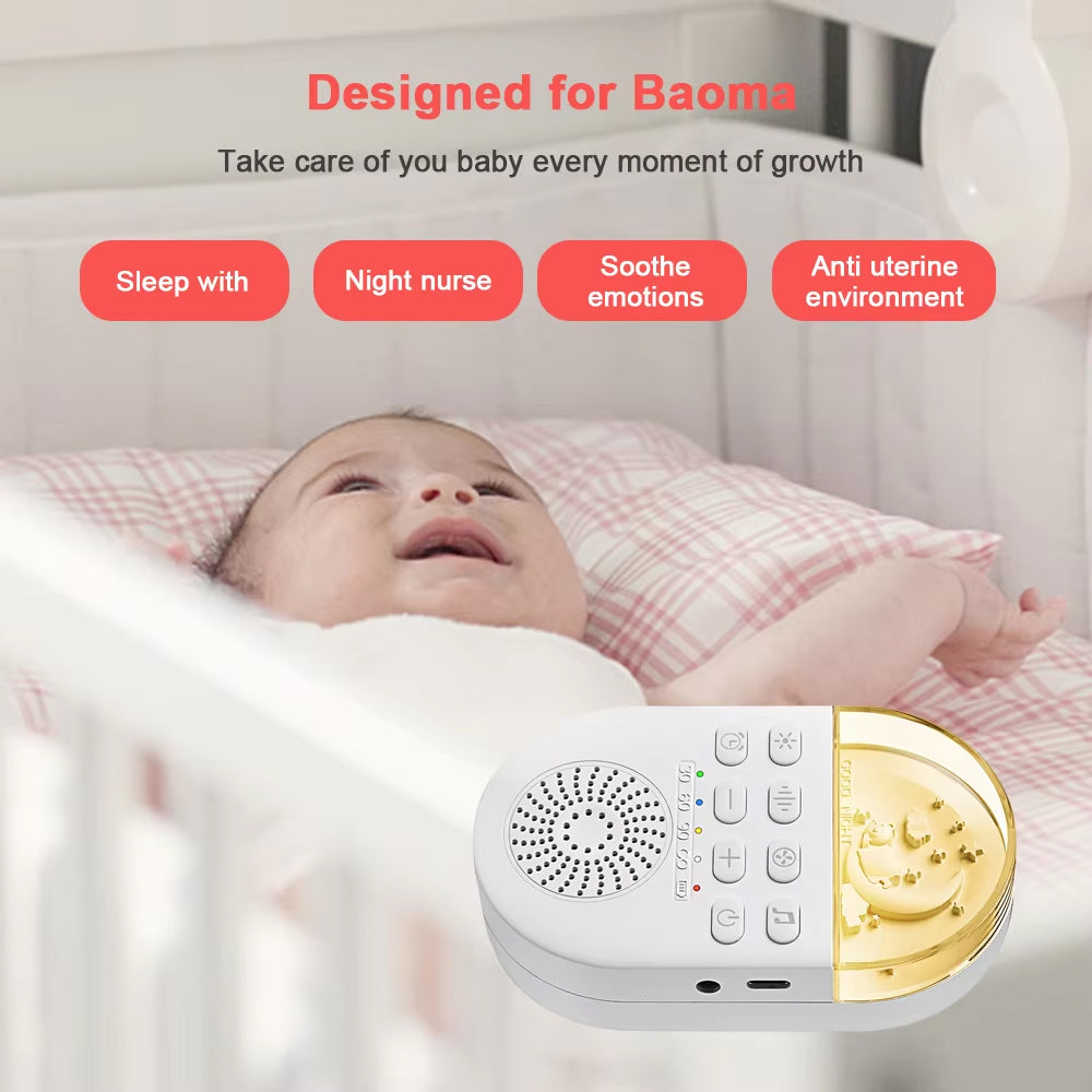 Portable White Noise Generator with 24 Sound Options and Breathing Light