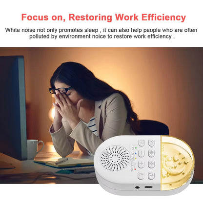 Portable White Noise Generator with 24 Sound Options and Breathing Light