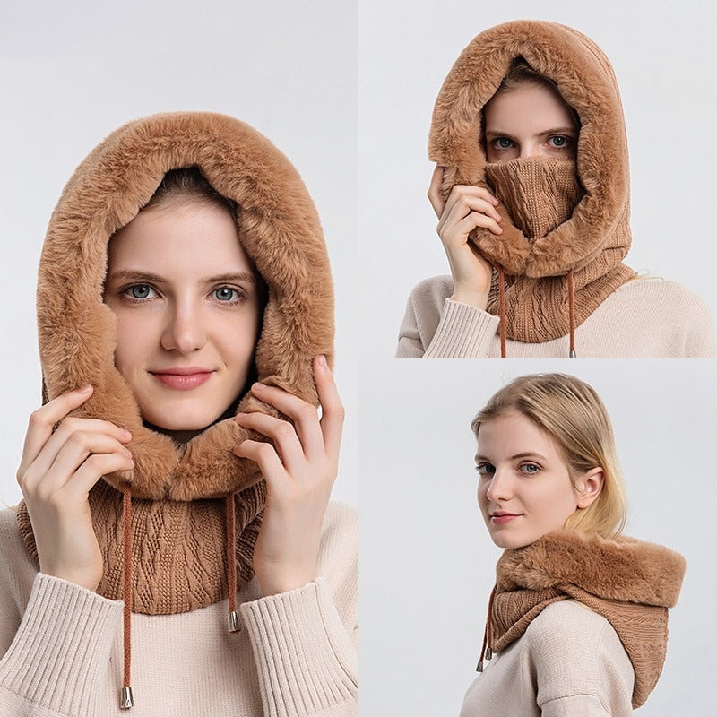 Luxurious Cashmere Knit Hat and Mask Set for Winter