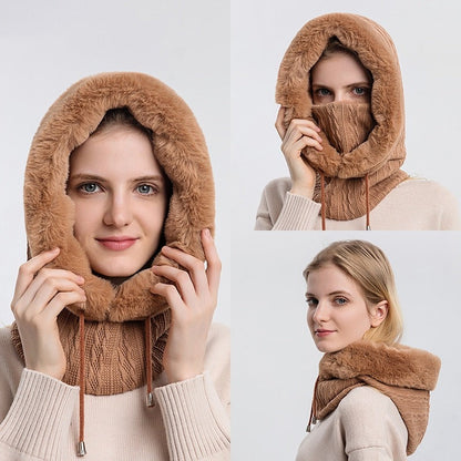 Luxurious Cashmere Knit Hat and Mask Set for Winter