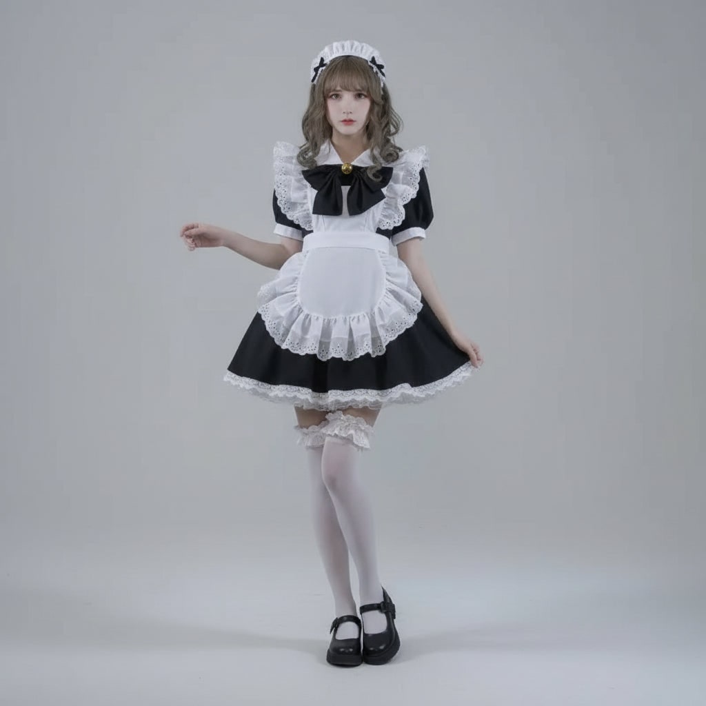 Plus Size Enchanting Maid Costume Dress for Halloween Festivities
