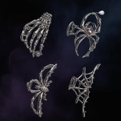 Ghoulishly Chic Halloween Hair Clips with Skeleton & Bat Designs
